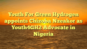 Youth For Green Hydrogen appoints Chizoba Nzeakor as Youth4GH2 Advocate in Nigeria